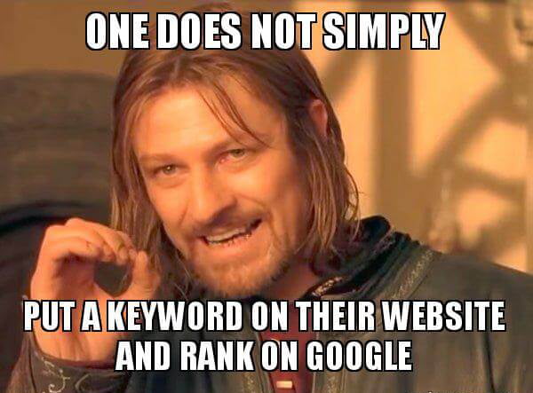 One Does Not Simply, Keyword on their website and rank on Google